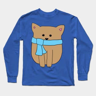 Kitty in Blue Scarf Long Sleeve T-Shirt